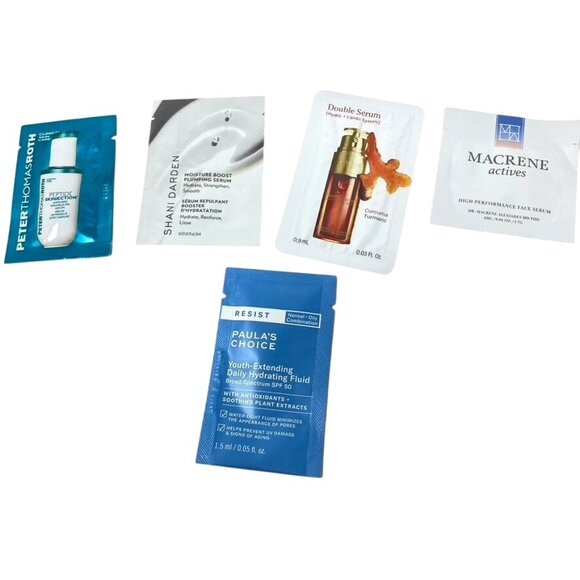 Sampler Pack 4 Facial Serums/ 1SPF 50 Lotion Wrinkle Plumping Hydration - Picture 1 of 11